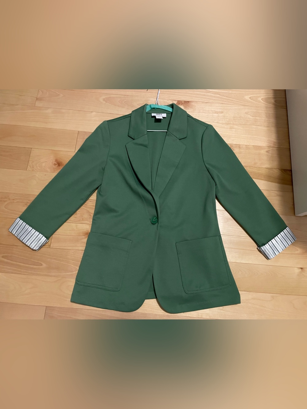 Green Women's Single-Button Blazer Jacket